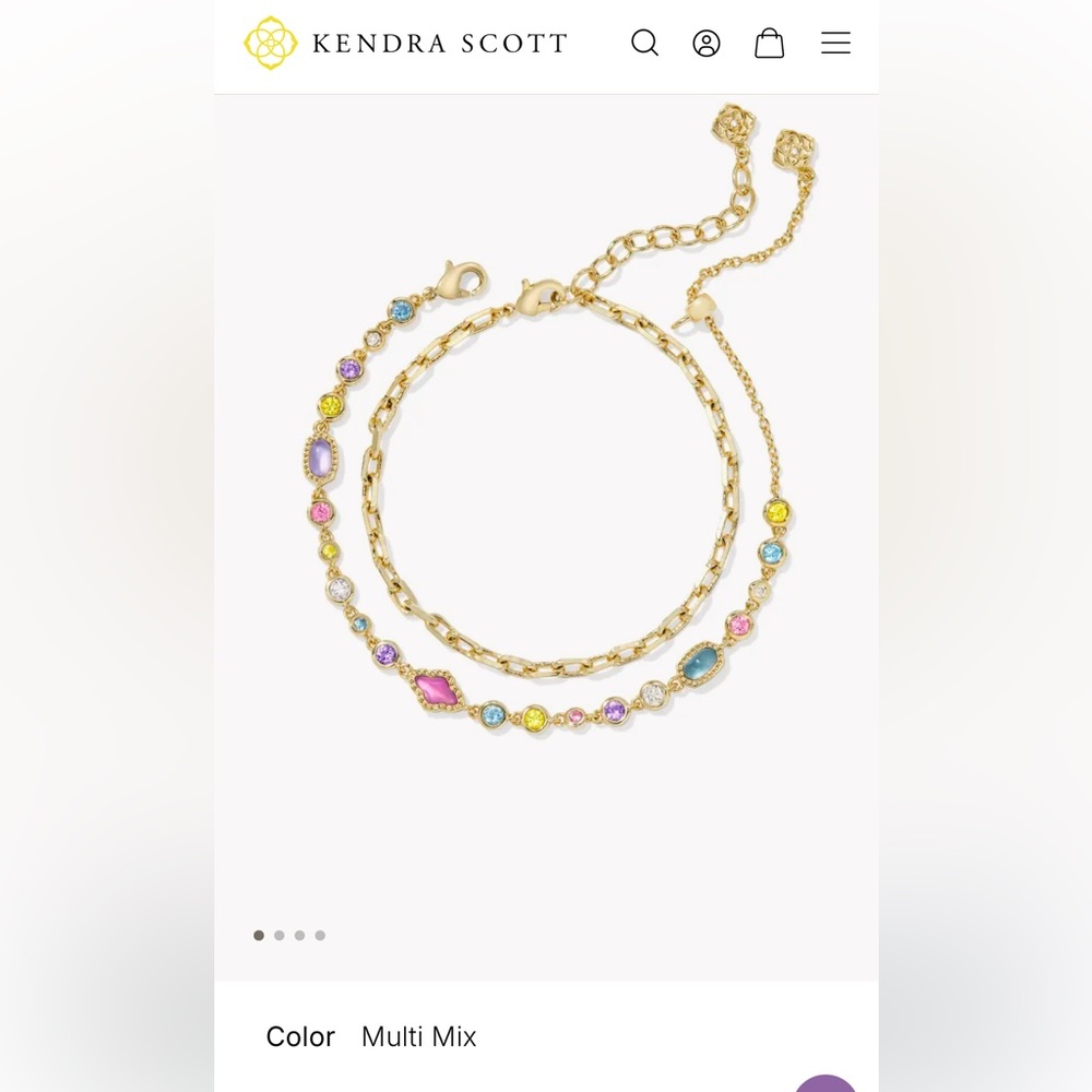 Kendra Scott Mini Elisa and Abbie Gold Set of 2 Delicate Chain Bracelets